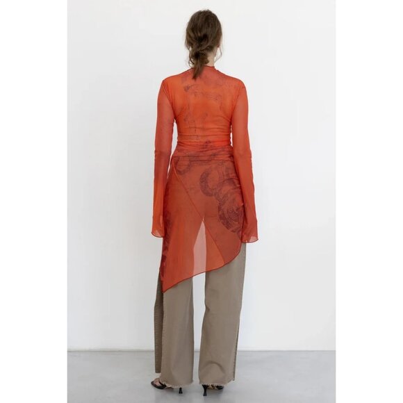 Jade Cropper Draped Twisted Dress in Red Snake Print 38 New Womens Serpent Mesh - Picture 12 of 13